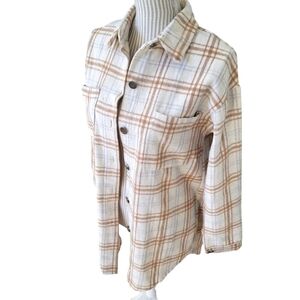 Plaid button up long Shacket jacket